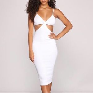 White cut out midi dress